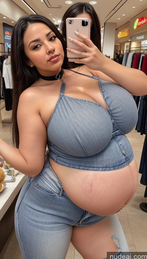 related ai porn images free for Busty Pregnant Thick Big Ass Chubby Brunette Sexy Face Long Hair Black Mirror Selfie Mall Belly Inflation, Cuminflation, Overeating Choker Jeans