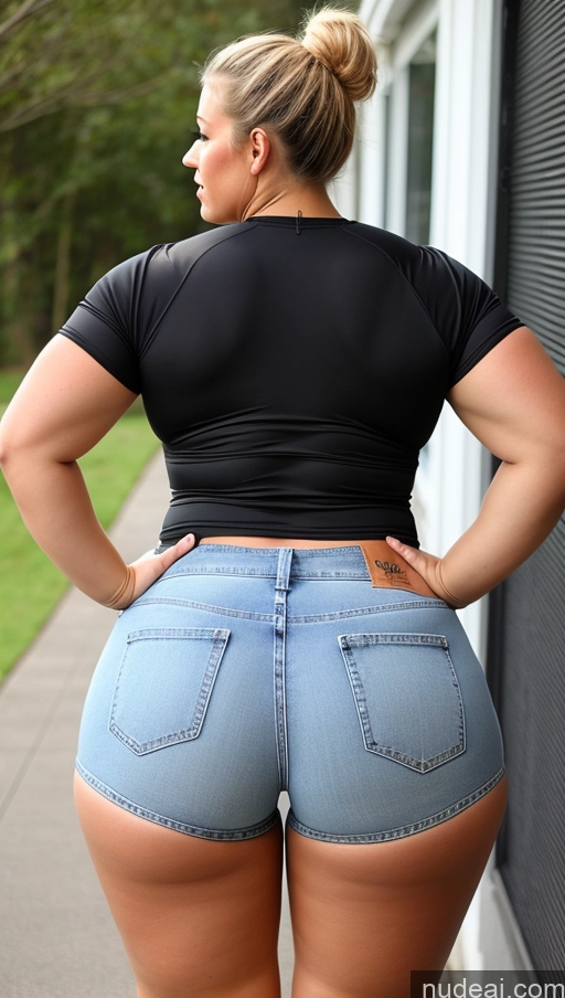 ai nude image of araffe butt - bari woman in high - waisted jeans standing on sidewalk pics of Athlete Big Ass Big Hips Jeans Short Shorts