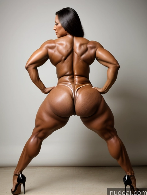 ai nude image of arafed woman with a big ass showing off her muscular body pics of Milf Oiled Body Chubby Muscular Bodypaint High Heels Thick Bending Over Back View