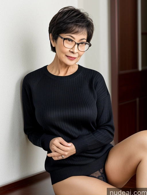 related ai porn images free for Milf Two Perfect Boobs Beautiful Glasses Perfect Body Short Hair Chinese Bra Casual Professor Sweater Cleavage Dark Lighting Detailed Sexy Face 80s