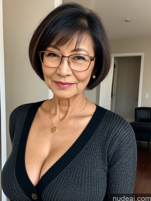 related ai porn images free for Milf Two Perfect Boobs Beautiful Glasses Perfect Body Short Hair Chinese Bra Casual Professor Sweater Cleavage Dark Lighting Detailed Sexy Face 80s