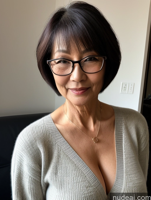 related ai porn images free for Milf Two Perfect Boobs Beautiful Glasses Perfect Body Short Hair Chinese Bra Casual Professor Sweater Cleavage Dark Lighting Detailed Sexy Face 70s