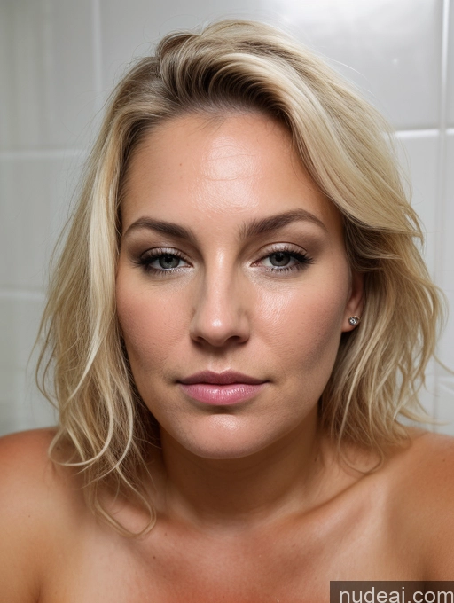 ai nude image of blond woman with a big breast posing in a bathroom pics of Chubby 40s Serious Blonde Messy White Skin Detail (beta) Detailed Bathroom Cumshot