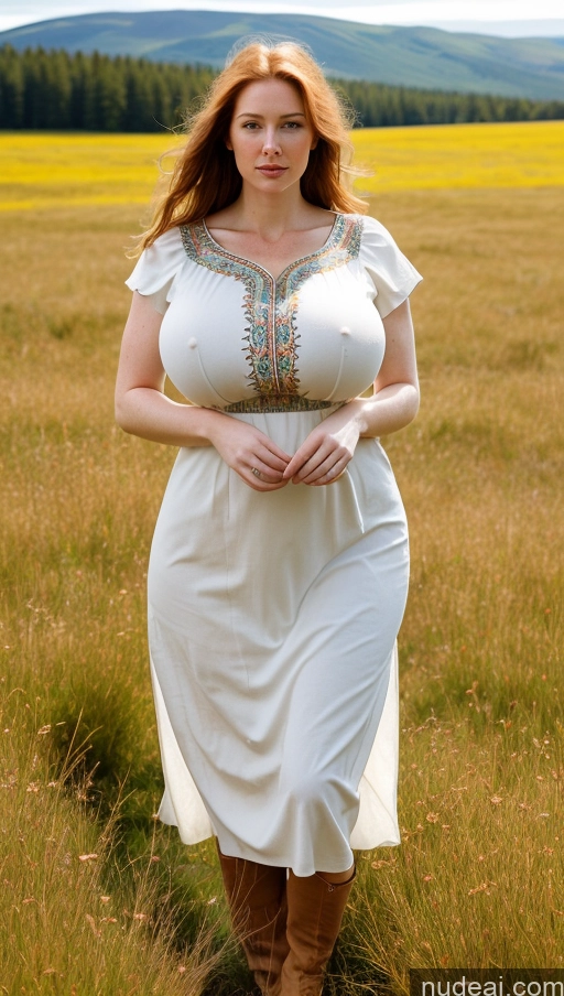 ai nude image of arafed woman in a white dress walking through a field pics of Woman Huge Boobs Perfect Boobs Thick Big Hips Perfect Body Fairer Skin Big Ass Dress Traditional Meadow Irish