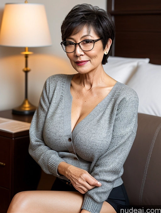 related ai porn images free for Milf Two Perfect Boobs Beautiful Glasses Perfect Body Short Hair 70s Chinese Bra Casual Professor Sweater Cleavage Dark Lighting Detailed Sexy Face Side View