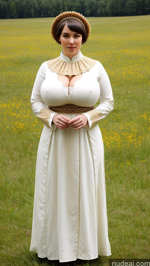 ai nude image of there is a woman in a dress that is standing in a field pics of Woman Huge Boobs Perfect Boobs Thick Big Hips Perfect Body Fairer Skin Big Ass Dress Traditional Meadow Chubby Short Hair Roman Victorian