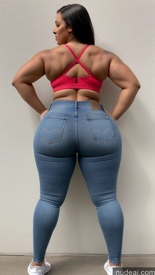 ai nude image of araffe butt lifter in jeans and a pink bra top pics of Athlete Big Hips Big Ass Jeans