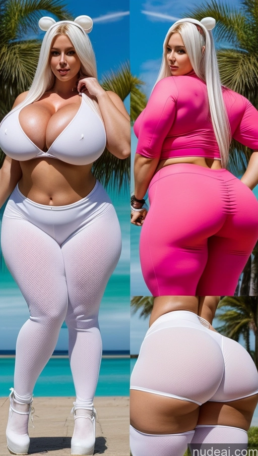 ai nude image of two photos of a woman in tight pants and a pink top pics of Huge Boobs Big Ass Abs Chubby Fairer Skin Long Hair Cosplay Muscular