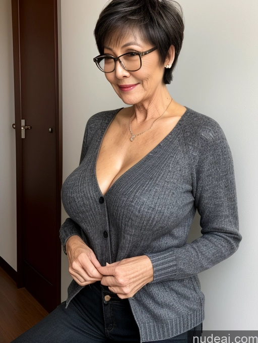 related ai porn images free for Milf Two Perfect Boobs Beautiful Glasses Perfect Body Short Hair 70s Chinese Side View Bra Casual Professor Sweater Cleavage Dark Lighting Detailed Sexy Face Spreading Legs