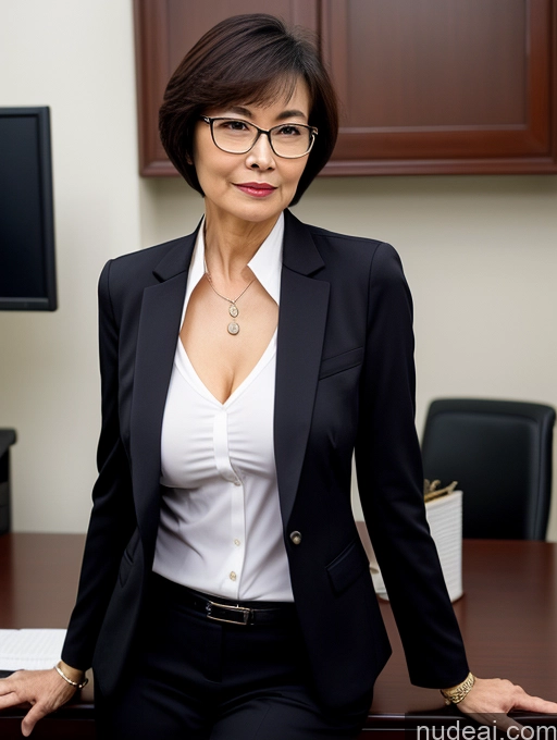 related ai porn images free for Milf Perfect Boobs Beautiful Glasses Perfect Body Short Hair Chinese Office Blouse Casual Professor Stylish Suit Cleavage Dark Lighting Detailed Sexy Face 70s