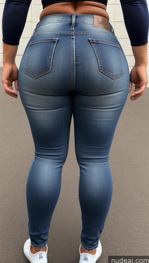 ai nude image of a close up of a person in jeans and sneakers standing on a street pics of Athlete Big Ass Big Hips Jeans