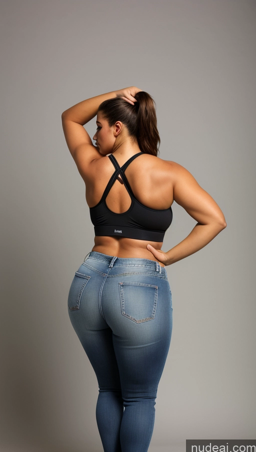 ai nude image of araffe woman in a black top and jeans posing for a picture pics of Athlete Big Ass Big Hips Jeans