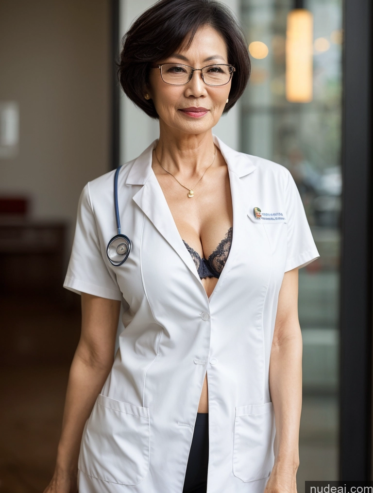 related ai porn images free for Milf Two Perfect Boobs Beautiful Glasses Perfect Body Short Hair 70s Chinese Bra Casual Doctor Lab Coat Cleavage Dark Lighting Detailed Sexy Face