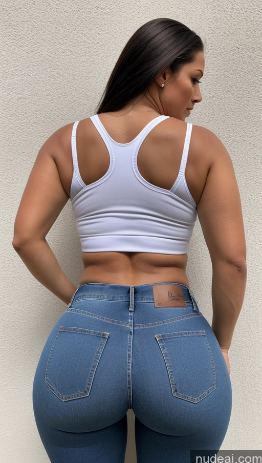 ai nude image of a close up of a woman in a white top and jeans pics of Athlete Big Hips Big Ass Jeans