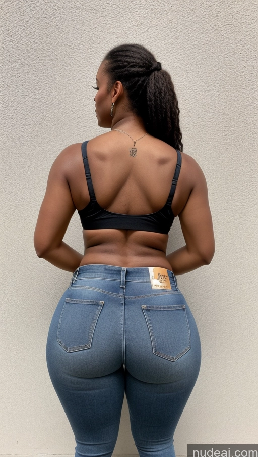 ai nude image of araffe woman in jeans with a tattoo on her back pics of Athlete Big Hips Big Ass Jeans