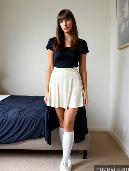 related ai porn images free for Model Small Tits Beautiful Skinny 18 Serious Brunette Bangs Jewish Bedroom Bright Lighting Long Skirt High Socks Front View