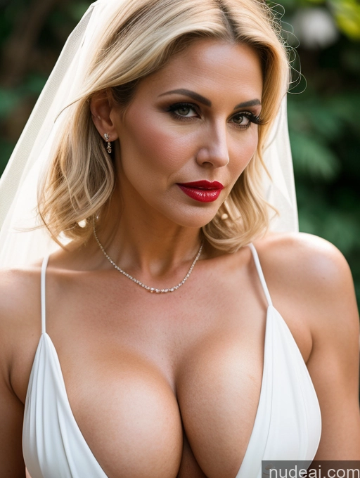 ai nude image of arafed woman in a white dress with a veil and red lipstick pics of Busty Perfect Boobs Lipstick Big Ass Tanned Skin Perfect Body Jewelry Blonde Bobcut Milf Cumshot Serious Seductive Sexy Face Cleavage Wedding Dress Devil Vampire 60s