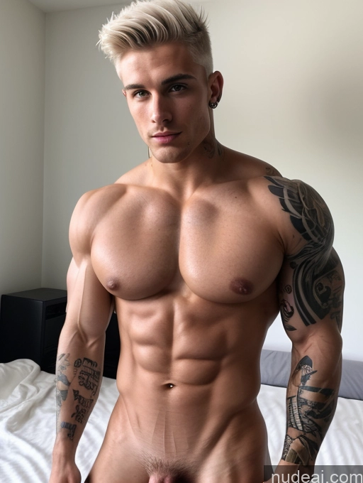 ai nude image of arafed man with a shaved head and a tattooed arm pics of Bodybuilder Busty Tattoos Abs Muscular 18 Sexy Face White Hair Messy Detailed Diamond Jewelry Spreading Legs Nude