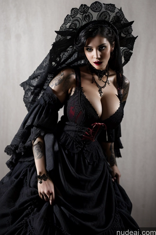 Model One Huge Boobs Perfect Boobs Busty Muscular Big Ass Abs Big Hips 18 Seductive Sexy Face Black Hair Arabic Stylish Modern Victorian Fashion Dress Ghotic Style V1 Vampire Victorian Stockholm Tattoos Dark Lighting