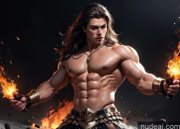 related ai porn images free for Bodybuilder Several Busty Muscular Abs Persian Knight Regal Gold Jewelry Perfect Body Fantasy Armor Battlefield Heat Vision Powering Up