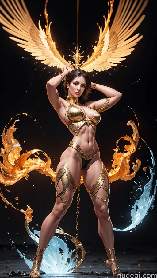 related ai porn images free for Bodybuilder Several Busty Muscular Abs Persian Knight Regal Gold Jewelry Perfect Body Fantasy Armor Battlefield Heat Vision Powering Up Surrealist Dynamic View