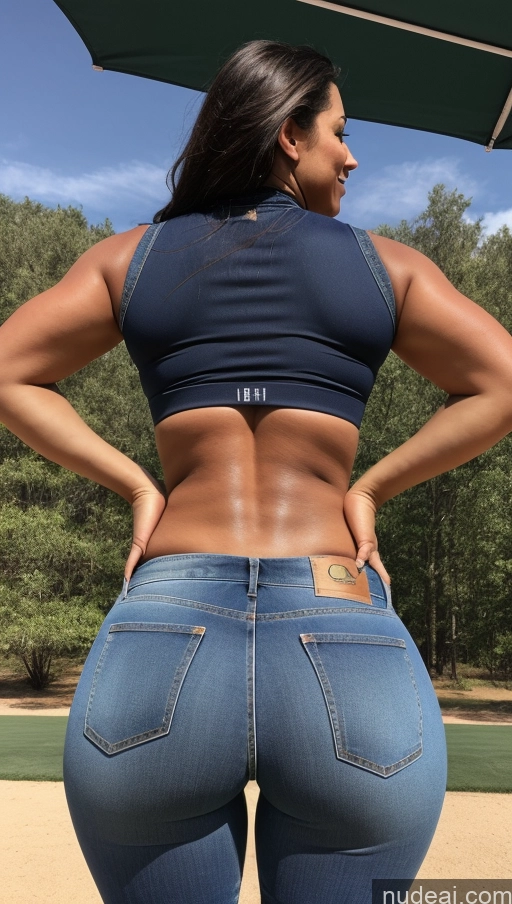 ai nude image of araffe butt lifter in a blue sports bra top and jeans pics of Athlete Big Ass Big Hips Jeans