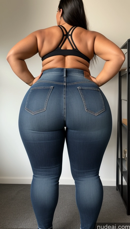 ai nude image of a close up of a woman in a black bra top and jeans pics of Athlete Big Ass Big Hips Jeans