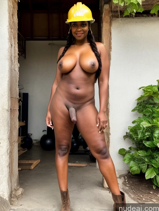 ai nude image of a sexy black woman with a hard hat posing naked pics of Abs Thick 70s Braided Black Working Out Nude Boots Construction Worker Jeans Traditional Simple Trans Girl With Erect Penis Huge Boobs