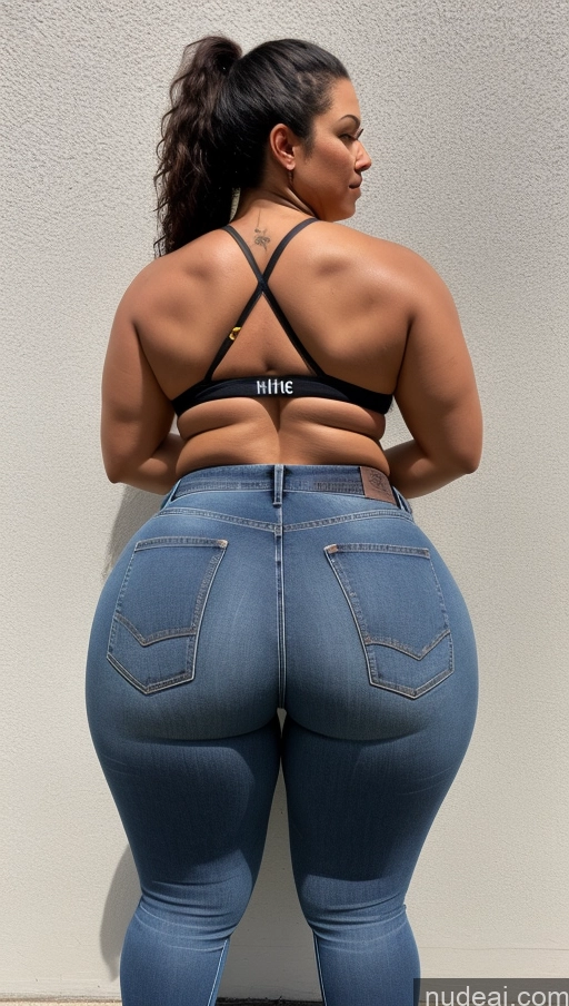 ai nude image of a close up of a woman in a black bra top and jeans pics of Athlete Big Ass Big Hips Jeans