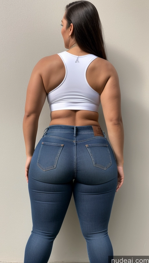 ai nude image of araffe butt lifter in a white top and blue jeans pics of Athlete Big Hips Big Ass Jeans