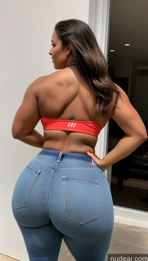 ai nude image of araffe butt lifter in a red top and blue jeans pics of Athlete Big Ass Big Hips Jeans