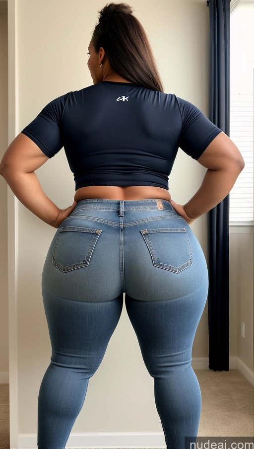 ai nude image of araffe butt lifter in a tight blue jeans with a black top pics of Athlete Big Ass Big Hips Jeans