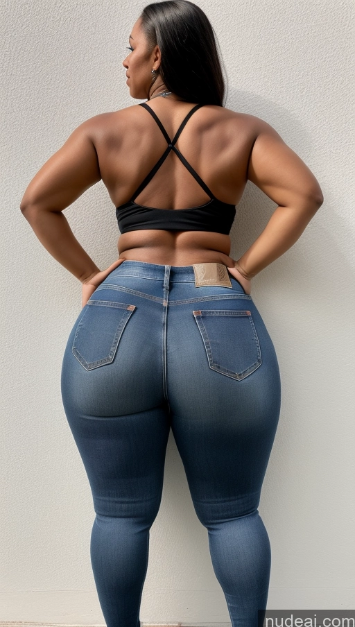 ai nude image of araffe butt lifter in jeans with a black bra top pics of Athlete Big Ass Big Hips Jeans