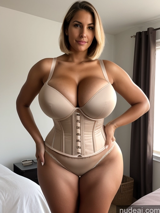 related ai porn images free for Bending Over Front View Tall Tanned Skin Huge Boobs Blonde Bobcut Bedroom Nilotic Corset Push-up Bra Cleavage 18 Milf Nude Sad