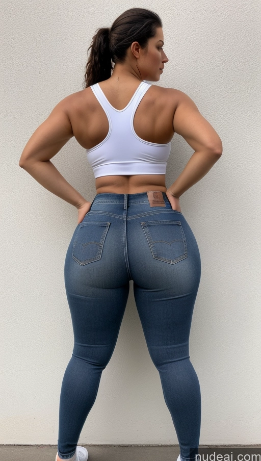 ai nude image of araffe butt lifter in a white top and blue jeans pics of Athlete Big Hips Big Ass Jeans