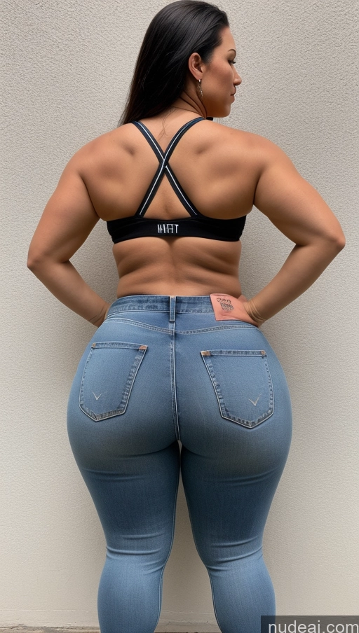 ai nude image of araffe butt lifter in jeans with a black bra top pics of Athlete Big Hips Big Ass Jeans