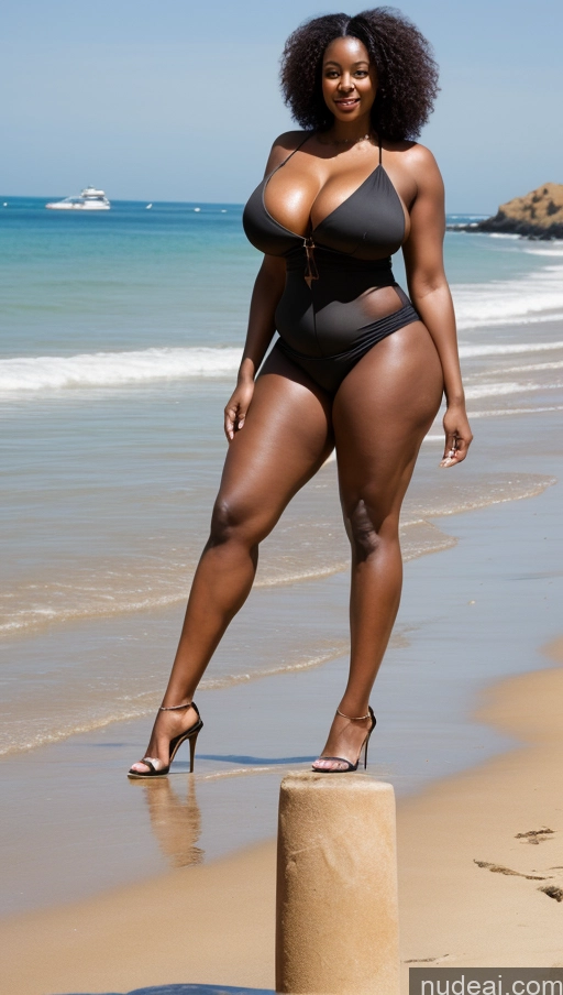 ai nude image of there is a woman standing on a pole on the beach pics of Woman Big Hips Tall Big Ass Long Legs Chubby Abs Thick Muscular Busty Huge Boobs Beautiful Nude High Heels Two Beach African 70s