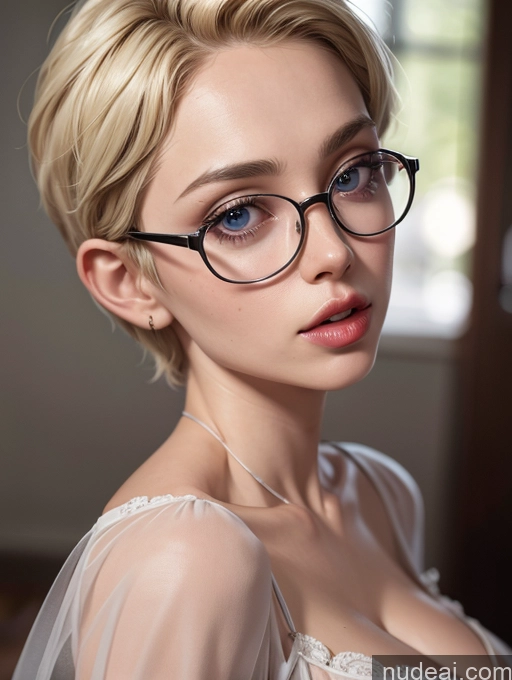 ai nude image of blond woman with glasses and a veil posing for a picture pics of Sexy Face Busty Glasses Blouse Nightgown Satin Transparent Simple Blowjob Close-up View Thick Blonde Pixie 50s Czech