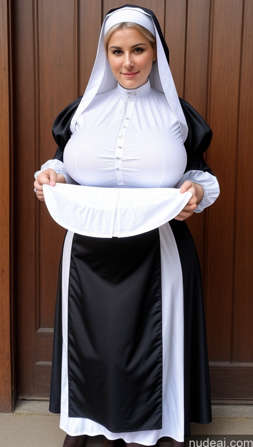 ai nude image of arafed nun in a black and white outfit holding a white shirt pics of Huge Boobs Perfect Boobs Big Ass Thick Perfect Body Big Hips Nun Partially Nude Traditional Victorian Dirndl