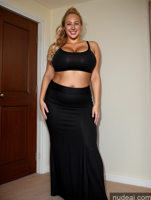 ai nude image of arafed woman in a black skirt posing for a picture pics of Huge Boobs Big Ass Chubby Big Hips Pubic Hair 18 Happy Blonde Ponytail British Beer Belly Wife Or Girlfriend Crop Top Long Skirt Pantyhose