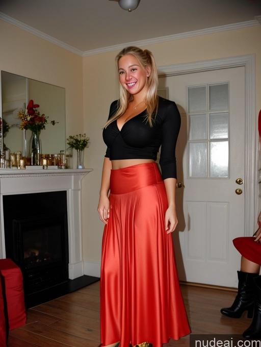 ai nude image of araffe woman in a red skirt and black top standing in a living room pics of Big Ass Big Hips Pubic Hair 18 Happy Blonde Ponytail British Wife Or Girlfriend Long Skirt Pantyhose Blouse Busty Perfect Boobs Thick Skinny Fat Full Frontal Boots Party