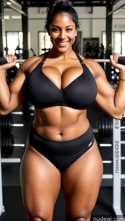 related ai porn images free for Bodybuilder Busty Huge Boobs Muscular Fat Big Ass Tattoos Beautiful Dark Skin Big Hips 50s Sexy Face Happy Black Hair Ponytail Indian Gym Front View Yoga Short Shorts Cleavage Dark Lighting Detailed Push-up Bra