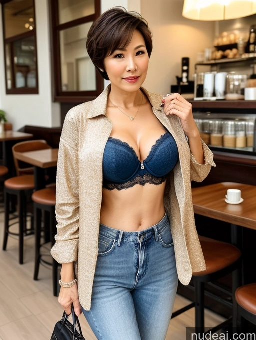 related ai porn images free for Milf Two Perfect Boobs Perfect Body Small Tits Beautiful 70s Sexy Face Short Hair Chinese Cafe Blouse Bra Casual High Heels Jacket Jeans Shirt Stylish Cleavage Detailed