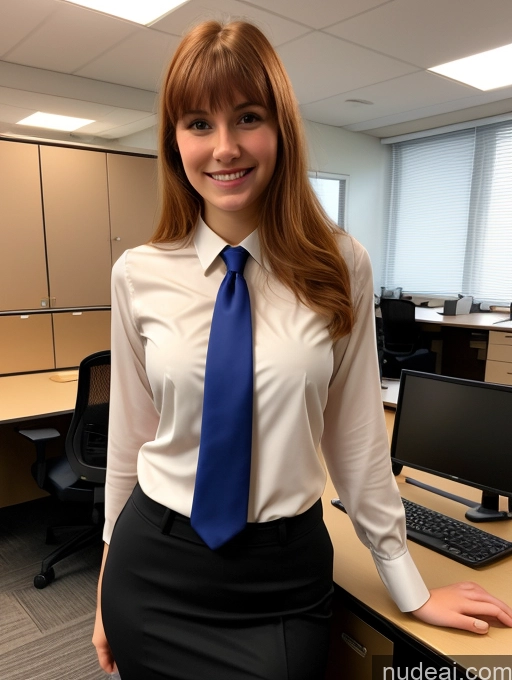 ai nude image of smiling woman in a white shirt and blue tie standing in an office pics of Sorority Small Tits Beautiful Small Ass Skinny Big Hips Long Legs Tall Pubic Hair 18 Ginger Bangs Cleavage Happy Italian Suit Pantyhose High Heels Blouse Teacher Office