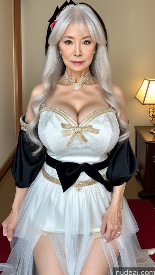 ai nude image of there is a woman in a white dress posing for a picture pics of Milf Busty Big Hips Big Ass 70s Long Hair Black Hair Japanese Elemental Series - Ice Fairer Skin Bows The Greater Lord Rukkhadeva: Genshin Impact Cosplayers