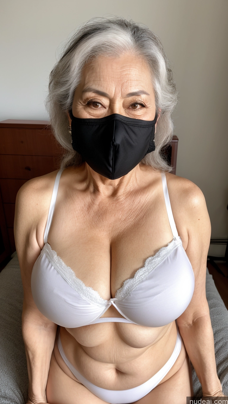 ai nude image of arafed woman wearing a black mask and white bra pics of Milf Busty Big Hips Big Ass 70s Long Hair Black Hair Japanese Elemental Series - Ice Fairer Skin Face Mask