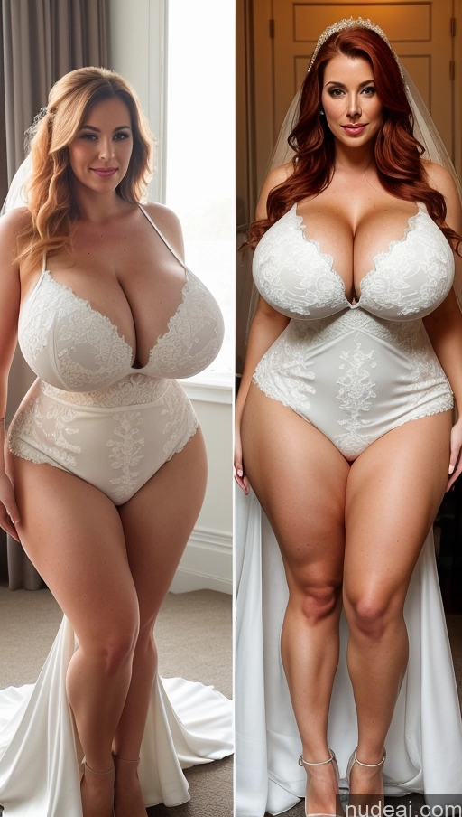 ai nude image of arafed woman in a wedding dress and a bride in a wedding dress pics of Huge Boobs Perfect Boobs Big Ass Thick Big Hips Perfect Body Wedding Busty Dress Irish Fairer Skin