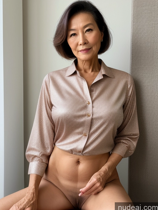 ai nude image of there is a woman that is sitting down with a shirt on pics of Milf Perfect Boobs Perfect Body Pubic Hair 70s Chinese Spreading Legs Nude Blouse Casual Professor Shirt Stylish Suit Detailed