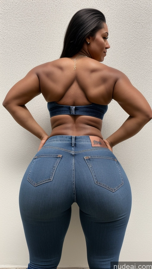 ai nude image of araffe butt - pumping woman in jeans and a bra top pics of Big Ass Big Hips Jeans Athlete