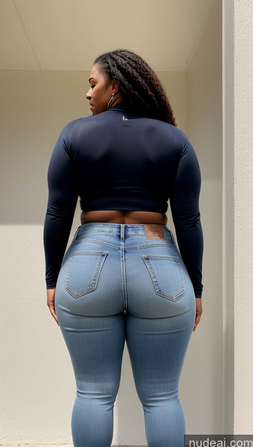 ai nude image of araffe woman in a black top and jeans standing on a sidewalk pics of Big Ass Big Hips Jeans Athlete